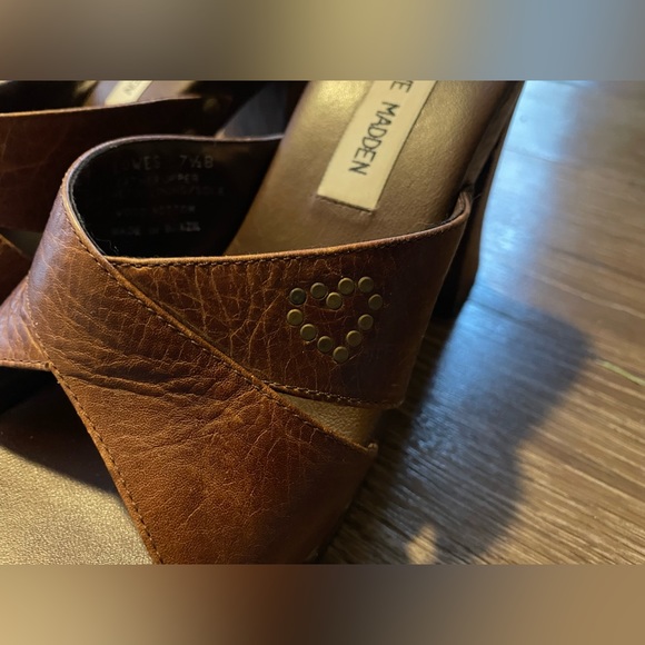 Vintage Steve Madden Brown Wooden Heels - Picture 1 of 8